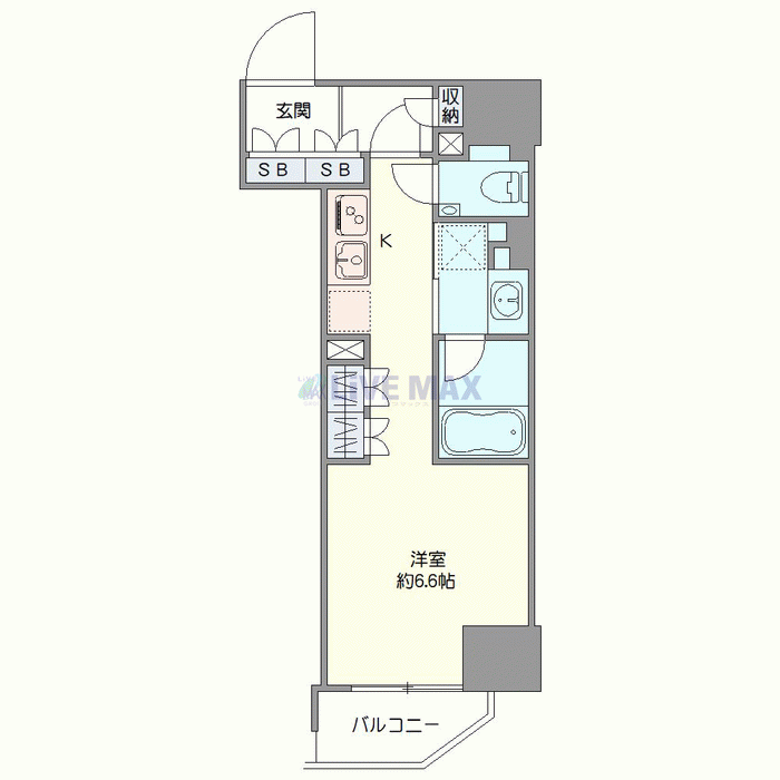 マンスリーリブマックス浜松町・芝公園デザイン■『禁煙ルーム・26平米』【独立洗面・浴室乾燥付】≪プレミアムシリーズ≫の間取り図