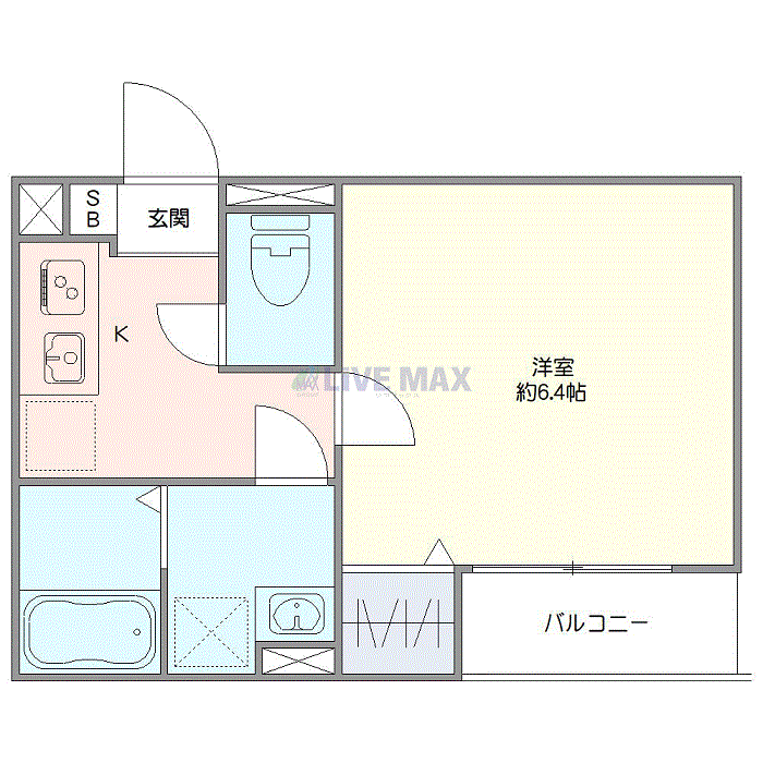 グッドステイ小田急線本厚木EAST■『禁煙ルーム・1K・1名入居限定・Wi-Fi無制限・浴室乾燥付』【ハイクラス】の間取り図