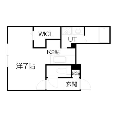 POROKARI新札幌東C/1K/エアコン/防犯カメラ有の物件間取り図