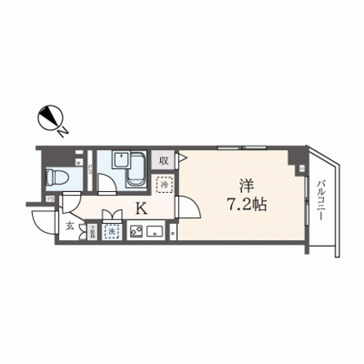 【幡ヶ谷3分】ネット無料・出張/短期滞在に丨東都マンスリー ガラ・シティ幡ヶ谷1K（禁煙）(4)の物件間取り図