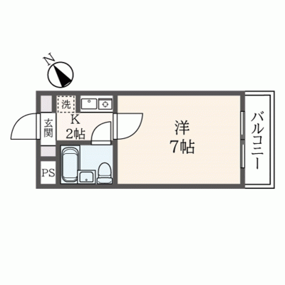 【阿佐ヶ谷6分】テレワーク・出張に◎無料Wi-Fi丨東都マンスリー グランヴァン阿佐ヶ谷1K（禁煙）(3)の物件間取り図