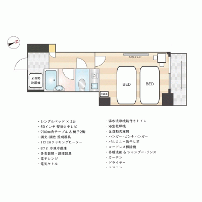 【浜松町12分】複数駅利用可◎無料ネット完備丨ニューガイア リルーム芝 No.27601（禁煙）(1)の間取り図