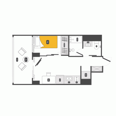 【築地4分】生活便利◎ネット無料丨Dash Living Tsukiji East1 Bedroom with Large Balcony（1LDK）(1)の物件間取り図