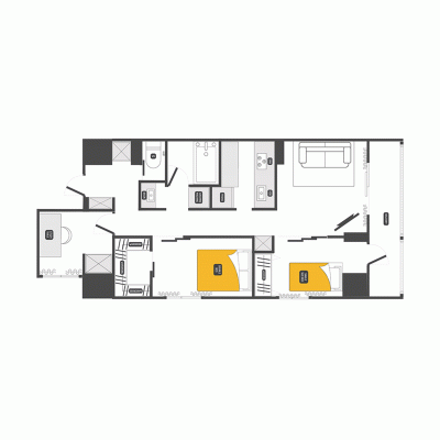 【築地4分】市場近く・広々キッチン◎丨Dash Living Tsukiji East3 Bedroom（3LDK）(1)の物件間取り図