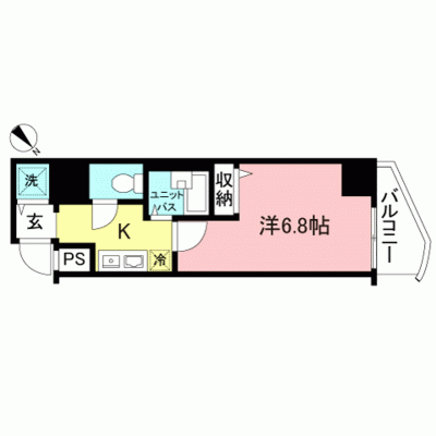 【小伝馬町1分】ネット無料◎出張・単身赴任にも丨東都マンスリー メインステージ日本橋小伝馬町1K（禁煙）(1)の物件間取り図