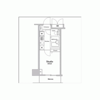 【新宿】インターネット無料◎テレワークに最適丨SLマンスリー西新宿1K（禁煙）(5)の物件間取り図