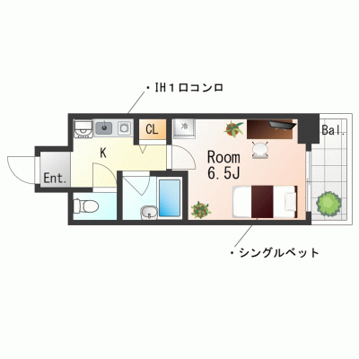 【三ノ宮7分】出張・短期滞在に◎丨エスリード三宮第３2F（禁煙）(3)の物件間取り図