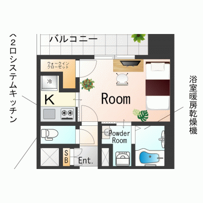 【阿波座7分】無料ネット完備◎出張・テレワークに丨エスリード阿波座レジデンス12F（禁煙）(3)の物件間取り図