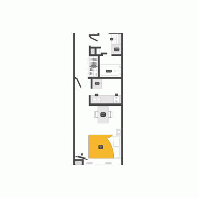 【白金高輪】ホテルライク！買物便利◎丨Dash Living Minami AzabuDeluxe Studio A（禁煙）(1)の間取り図