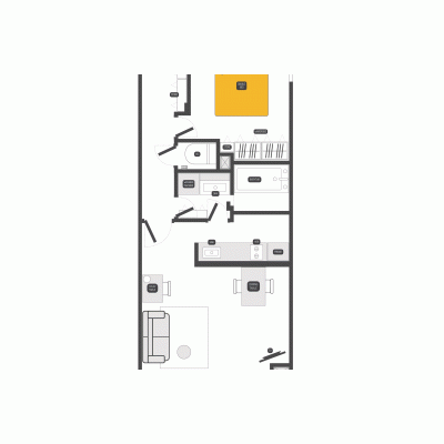 【白金高輪9分】買物便利・無料Wi-Fi完備丨Dash Living Minami AzabuExecutive 1 Bedroom A（禁煙）(1)の物件間取り図