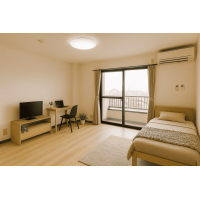 【三重県鈴鹿市/鈴鹿市駅徒歩約5分/駐車場/無料Wi-Fi/バストイレ別/洋室8帖】クレールカルティエ ファミマンの間取り図