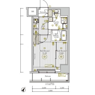 【✨🎁12月入居限定SALE🎁✨】【禁煙🚭/Wi-Fi無料🌐】マイナビSTAYトワイライトヒルズ新小岩駅前　201の物件間取り図