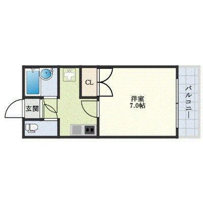 グッドステイ西新駅北フェリセス■【ベーシック・23㎡・セパレート】の間取り図