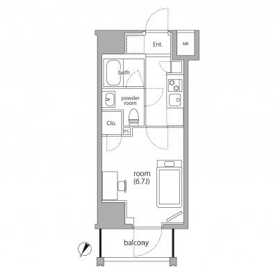 ✨新規OPENキャンペーン 賃料50％オフ✨RマンスリーNo.52 横浜関内　新築・３路線利用可（Aタイプ）の間取り図