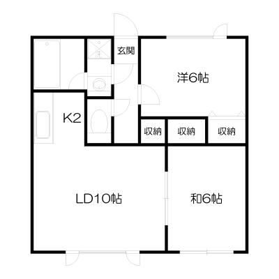 POROKARI函館湯浜B/2LDK/函館競馬場近くの物件間取り図
