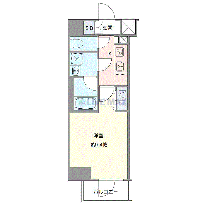 マンスリーリブマックス柴又WEST・高砂クレヴィスタⅡ△『禁煙ルーム・25平米』【Wi-Fi無制限・追い焚き機能・浴室乾燥付】≪プレミアムシリーズ≫の間取り図