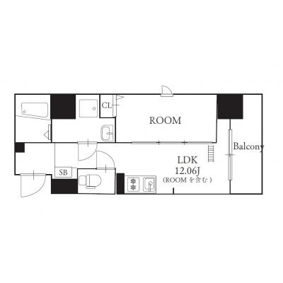 【MP 天神東グランM】1DKの物件間取り図