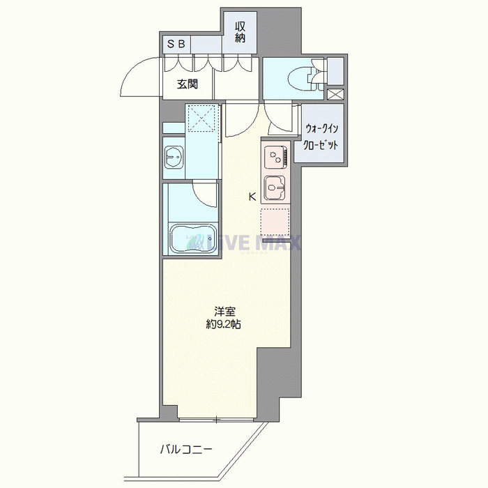 グッドステイ浜松町・芝公園デザイン■『禁煙ルーム・28平米・独立洗面・浴室乾燥付』【デラックス】の間取り図