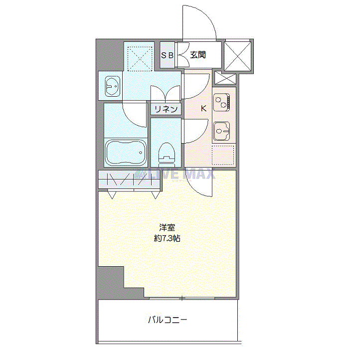 グッドステイ中野新橋駅前クレヴィスタⅡ△『禁煙ルーム・25平米・Wi-Fi無制限・独立洗面・浴室乾燥付』【デラックス】の物件間取り図