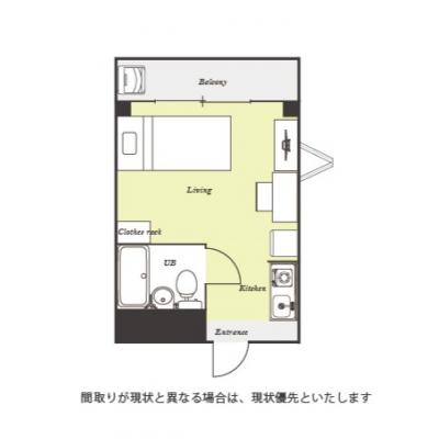 ユニオンマンスリー蕨２　301　1R・シングル☆【禁煙ルーム】人気の角部屋♪デスク・チェア＆たっぷり収納2ドア冷蔵庫や電子レンジなど生活家電完備のお部屋の間取り図