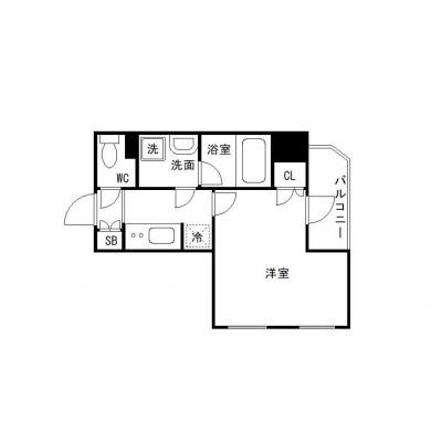 OneLife日本橋エライザ【▼バストイレ別、独立洗面台付】の間取り図