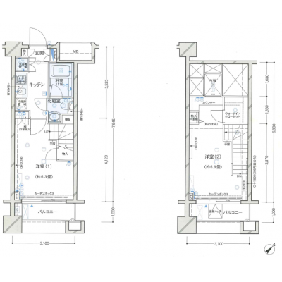 【TM神楽坂CT/メゾネット】人気の神楽坂・メゾネットルーム・ダブルベッド・駅徒歩１分・ネットWi-Fi無制限無料・宅配ボックス利用可・外国語対応可の間取り図