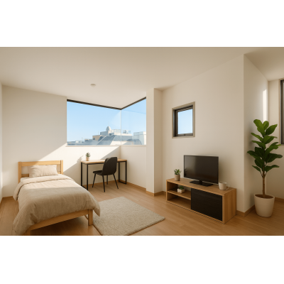 富士駅徒歩5分!Wifi家具家電付!広々13.5畳洋室!の物件間取り図