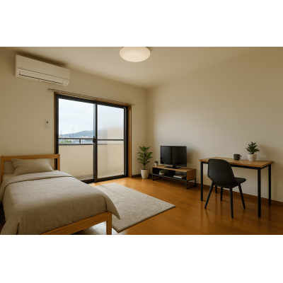 🚙駐車場＆Wifi無料！🏪コンビニ徒歩1分！家具家電付！TM74の物件間取り図