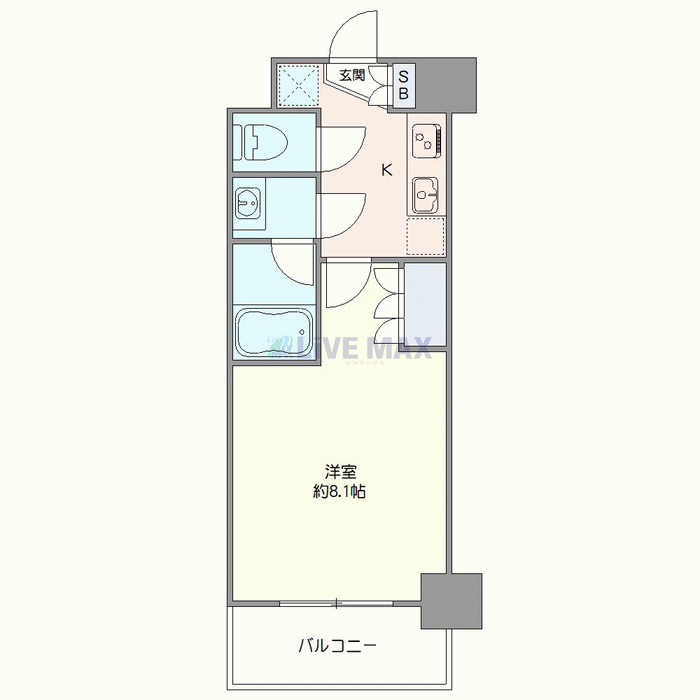 マンスリーリブマックス菊川プレスタイル△『禁煙ルーム・25平米』【1名入居限定・独立洗面・浴室乾燥付】≪エクセレントシリーズ≫の物件間取り図