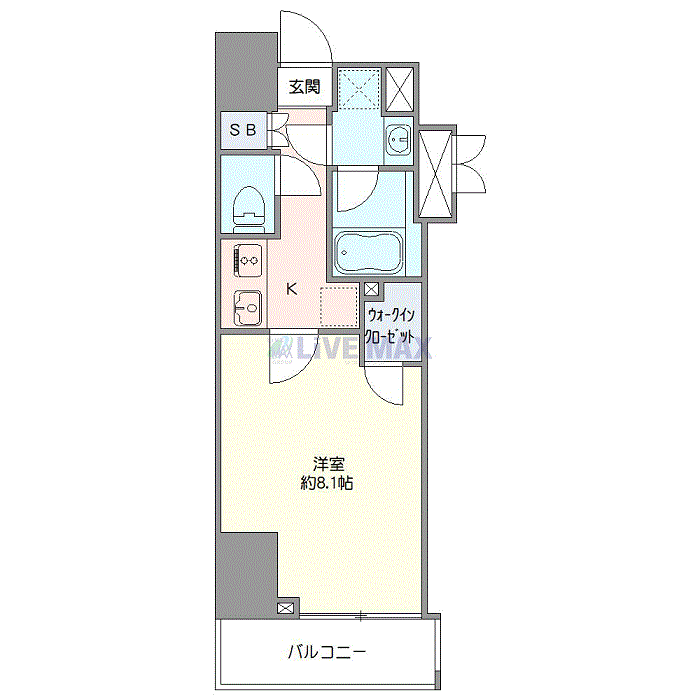 マンスリーリブマックス蒲田EASTクロッシア□『禁煙ルーム・26平米』【Wi-Fi無制限・追い焚き機能・浴室乾燥付】≪プレミアムシリーズ≫の物件間取り図