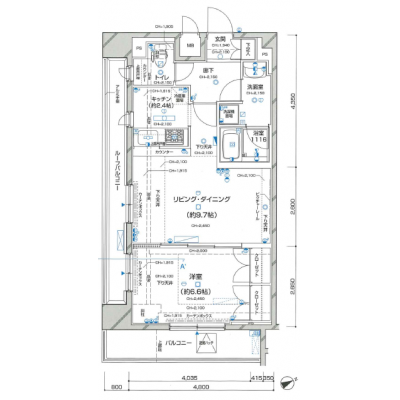 【TM虎ノ門/1BRDXB】46.0㎡・ダブル・神谷町駅徒歩３分・ネットWi-Fi無制限無料・テレワークにも♪の物件間取り図