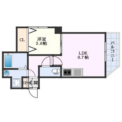 マンスリーリブマックス呉服町駅北リバティ□エグゼ【1LDK・設備充実】≪エクセレントシリーズ≫の物件間取り図
