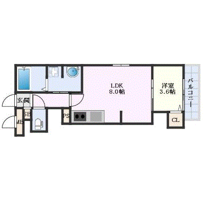 マンスリーリブマックス丹波口駅西シエーナ△エグゼ【1LDK・設備充実】≪エクセレントシリーズ≫の間取り図