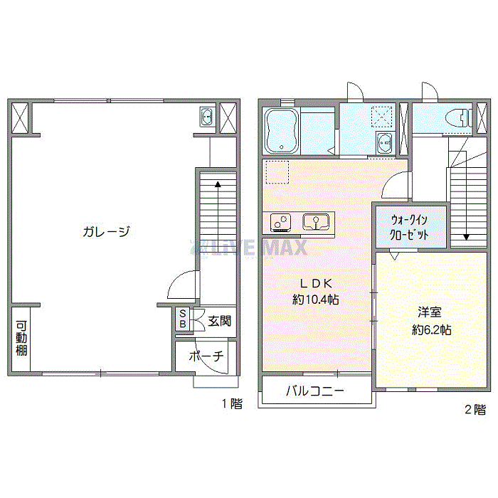 グッドステイ仙石線多賀城SOUTHエスパース◆『禁煙ルーム・1LDK・専用ガレージ付・Wi-Fi無制限・追い焚き機能』【ハイクラス】の物件間取り図