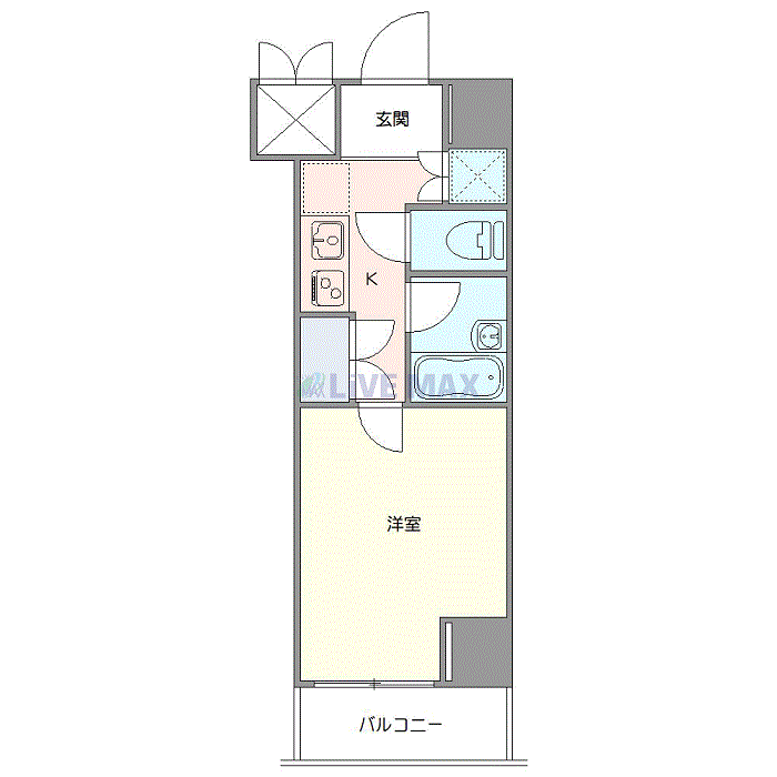 マンスリーリブマックス高円寺EASTルーブル弐番館□『禁煙ルーム・20平米』【独立洗面・浴室乾燥付】≪スタンダードシリーズ≫の間取り図