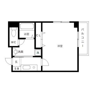 OneLife紙屋町キャッスル【★バス・トイレ別、独立洗面台】の間取り図