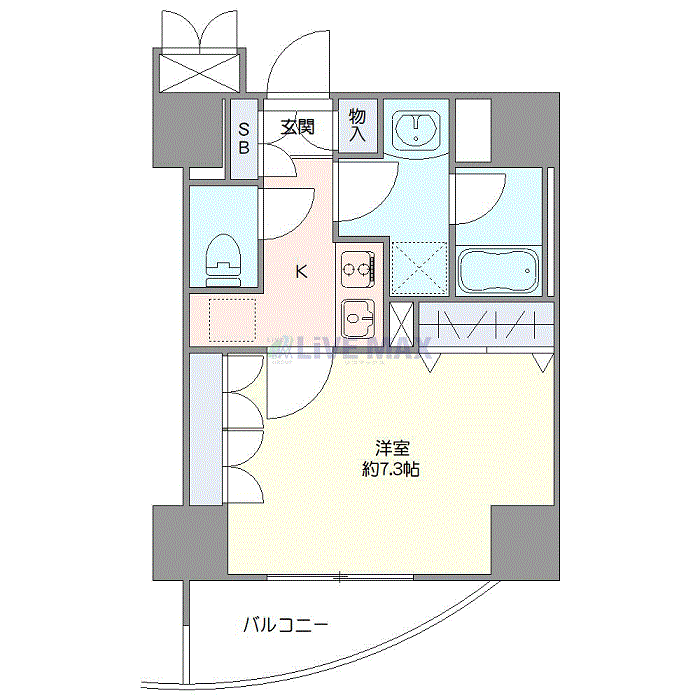 グッドステイ王子NORTHベルグレード■『禁煙ルーム・25平米・独立洗面・浴室乾燥付』【ベーシック】の間取り図