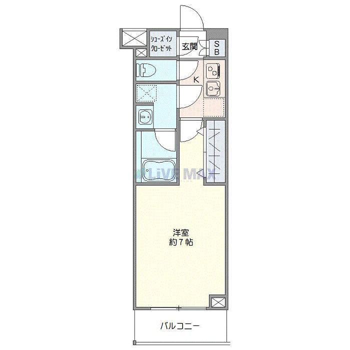 グッドステイ東横線祐天寺WESTアイズⅡ■『禁煙ルーム・25平米・Wi-Fi無制限・独立洗面・浴室乾燥付』【デラックス】の間取り図