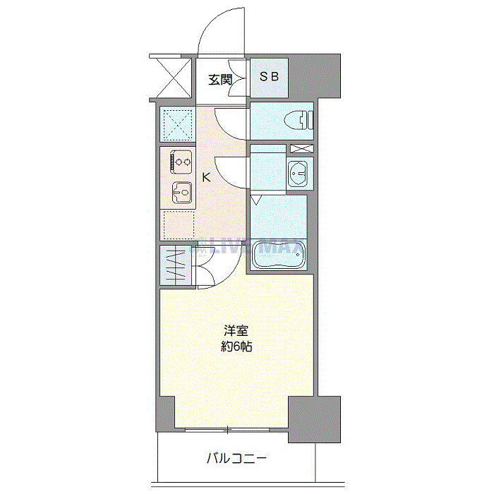 マンスリーリブマックス横浜・阪東橋スカイガーデンⅡ■『禁煙ルーム』【Wi-Fi無制限・独立洗面・浴室乾燥付】≪エクセレントシリーズ≫の間取り図