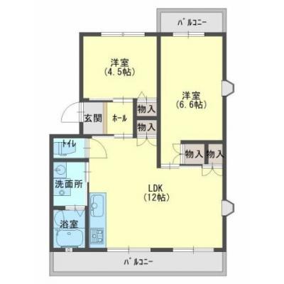 淡路島津名一宮IC車5分🚙淡路市志筑／駐車場1台込✨2LDK2名入居可！角部屋🔅Wifi無料👍【M000】の間取り図