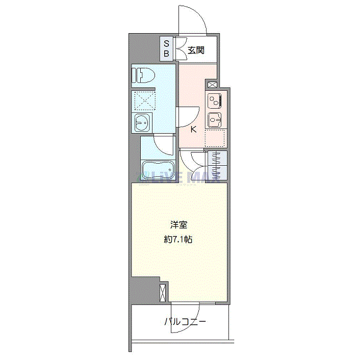 マンスリーリブマックス平塚WESTⅢ■『禁煙ルーム・25平米』【Wi-Fi無制限・独立洗面・浴室乾燥付】≪プレミアムシリーズ≫の間取り図