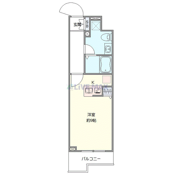 マンスリーリブマックス千葉中央サイドワン■『禁煙ルーム・1R・26平米・駅2分』【独立洗面・浴室乾燥付】≪エクセレントシリーズ≫の間取り図