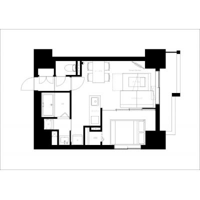 西11丁目から徒歩5分/白を基調にしたナチュラルで落ち着きのある空間/広々1LDK/家具・家電完備/ S-RESIDENCE 大通公園 admirio 202の間取り図