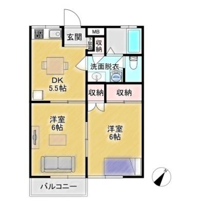 Bizroom／パークビュー壱番館103　家族利用なら４名まで入居可能！の間取り図