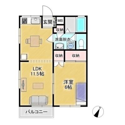Bizroom／パークビュー壱番館204　家族利用なら４名まで入居可能！の間取り図
