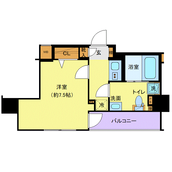 マンスリーリブマックス中野新橋クレヴィスタ★『禁煙ルーム・28平米』【Wi-Fi無制限・デスク・チェア】≪プレミアムシリーズ≫の間取り図
