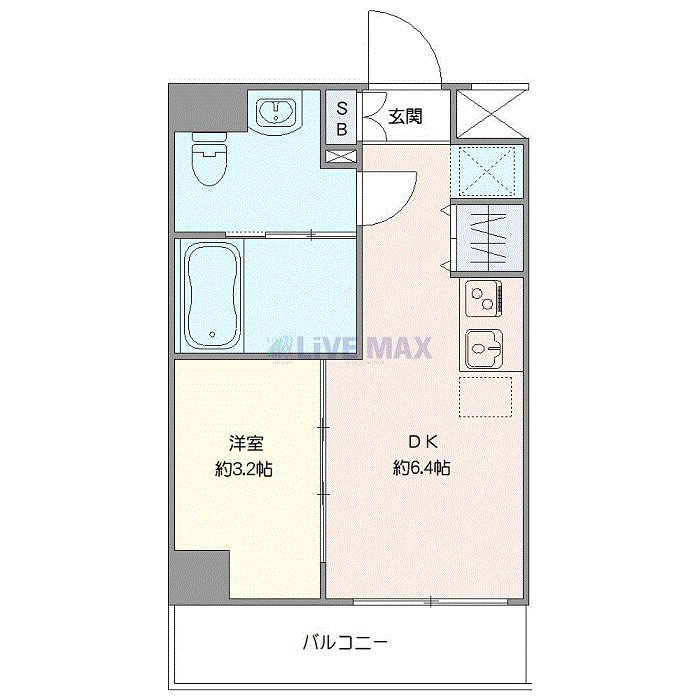 マンスリーリブマックス幡ヶ谷NORTHスパシエ★『禁煙ルーム・1DK・25平米』【Wi-Fi無制限・追い焚き機能】≪プレミアムシリーズ≫の間取り図