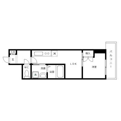 OneLife広島駅西シエスタ＜TYPE2＞【★洗浄機付き便座・浴室乾燥機付き《1LDKの広々空間！》】の物件間取り図