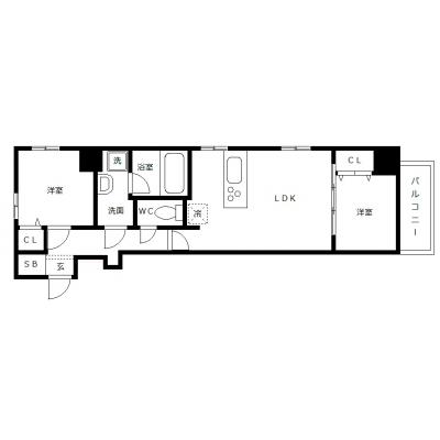 OneLife広島駅西シエスタ＜TYPE3＞【★洗浄機付き便座・浴室乾燥機付き《2LDKの広々空間！》】の物件間取り図