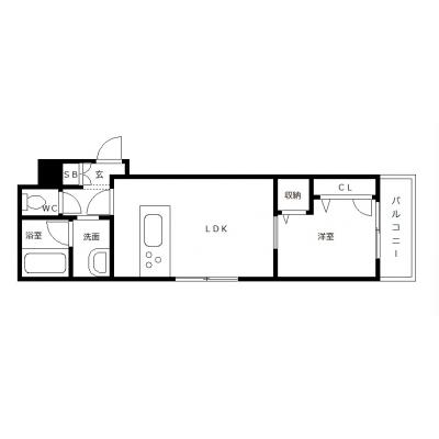 OneLife広島駅東プロスペラ【★1LDK・独立洗面台・浴室乾燥機付】の間取り図